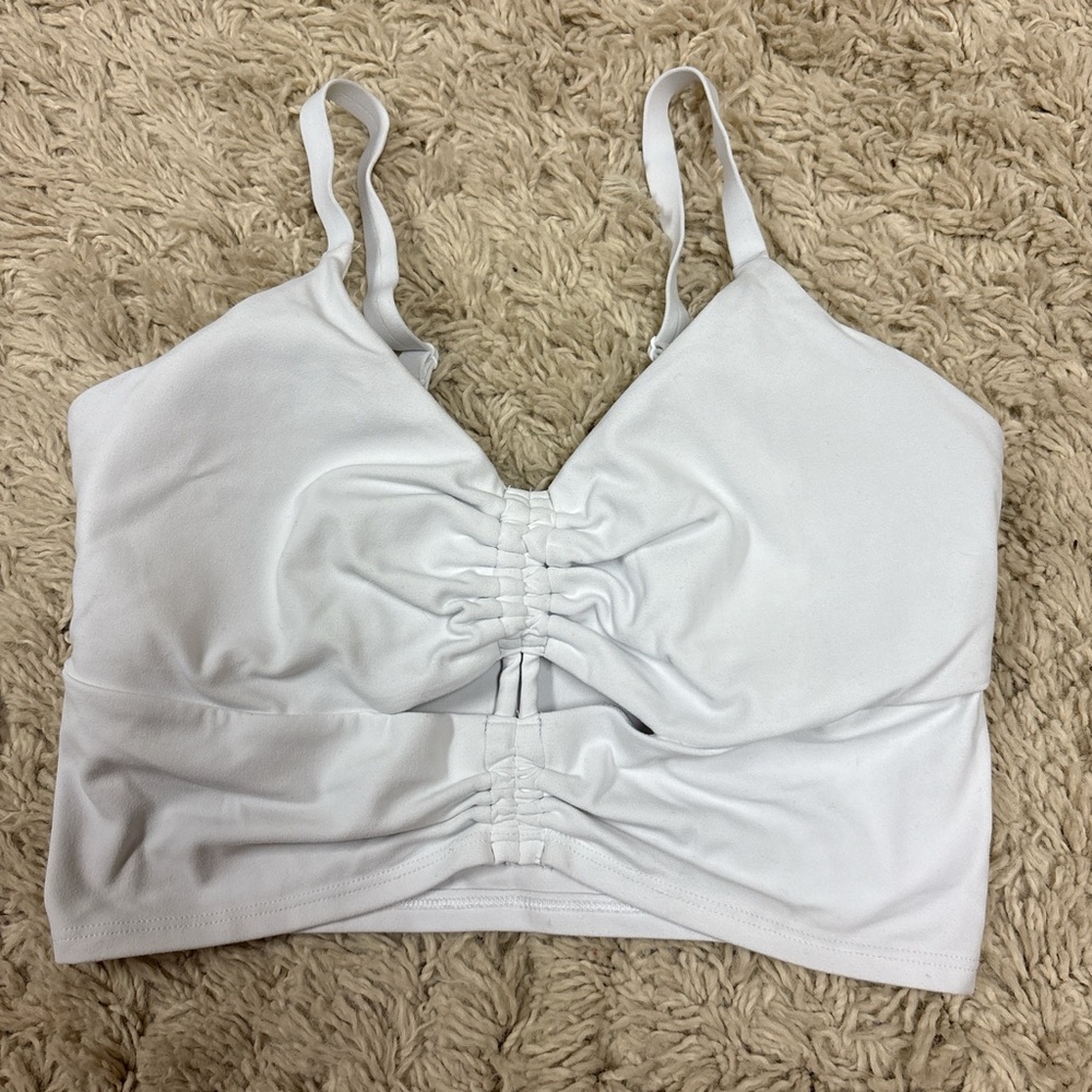 Athleta White Ruched Crop Top